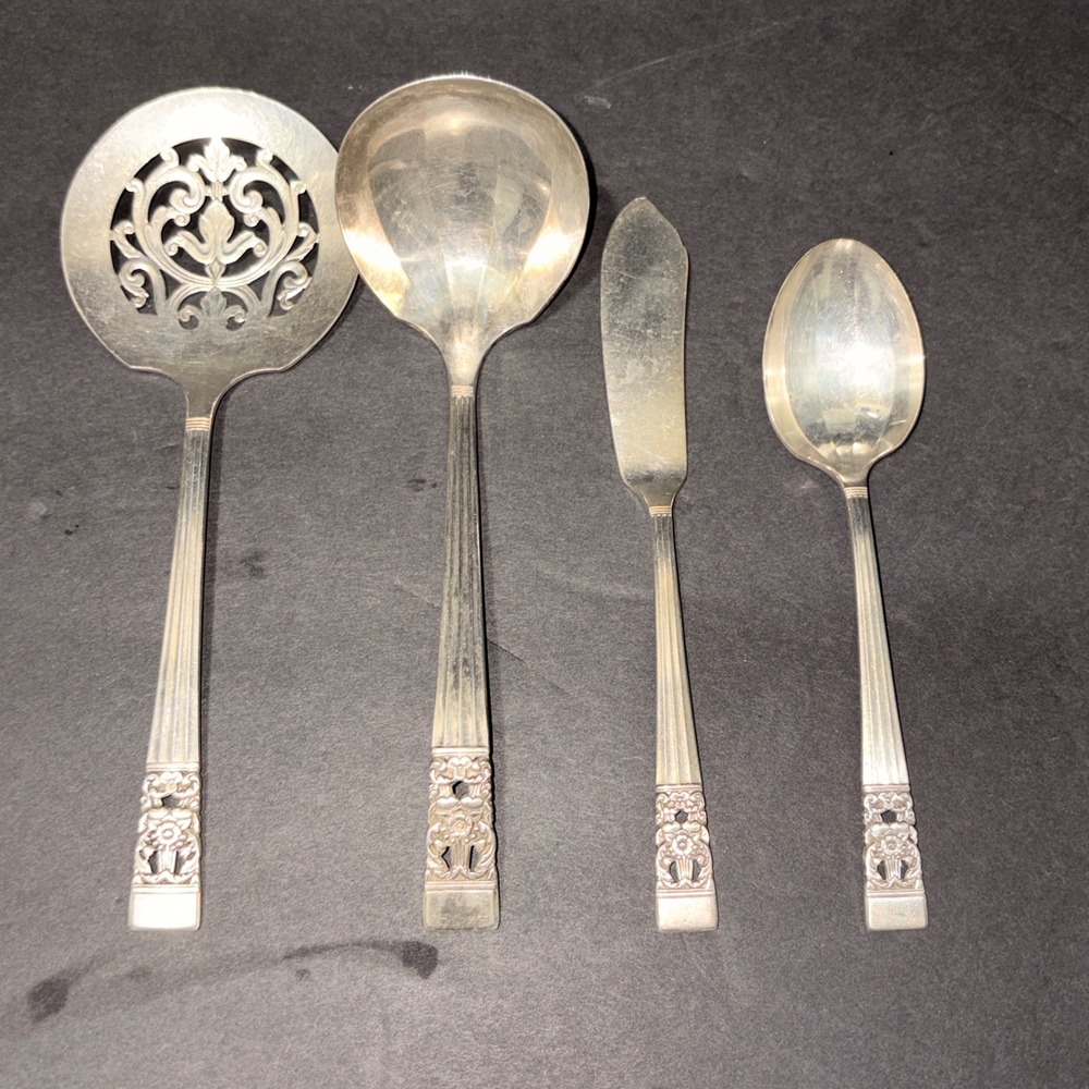 Vtg Oneida~Community 1936 Coronation Serving Set 4 PCs Ladel/Spoon/Slotted Spoon - Picture 2 of 10
